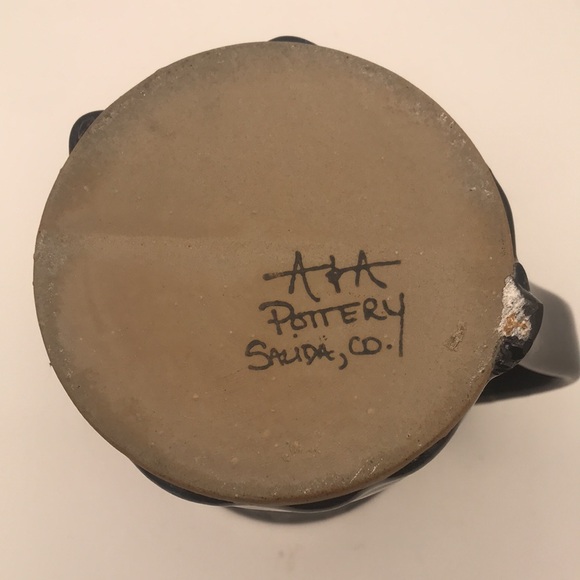 A&A Pottery Salida Colorado Large 7" Drip Glase Pottery Mug Brown/Black/Blue - Picture 4 of 5